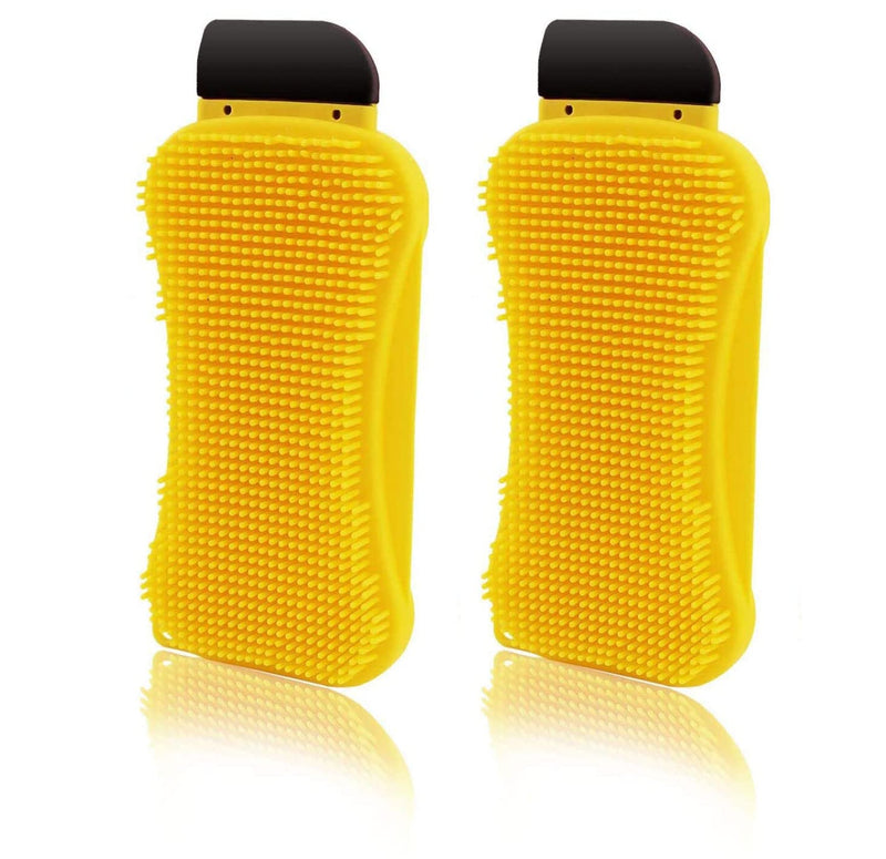 [AUSTRALIA] - 2PCS Silicone Sponge Multi-Purpose 3 in 1 Household Dish Scrubber Dish Brush 2pcs-yellow 