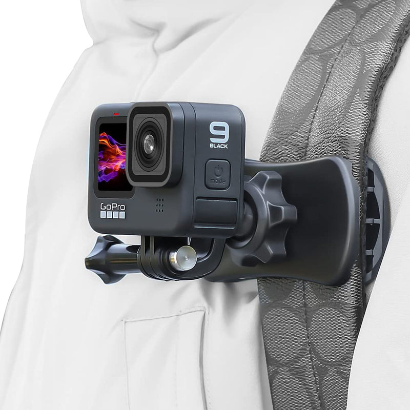 SUREWO 360° Rotation Backpack Strap Mount Quick Clip Mount Compatible with GoPro Hero 10,9,8,7, Hero(2018),6,5,4,Fusion,DJI Osmo Action 2,AKASO,Campark,Crosstour Action Cameras Newest Backpack Clip Mount for GoPro