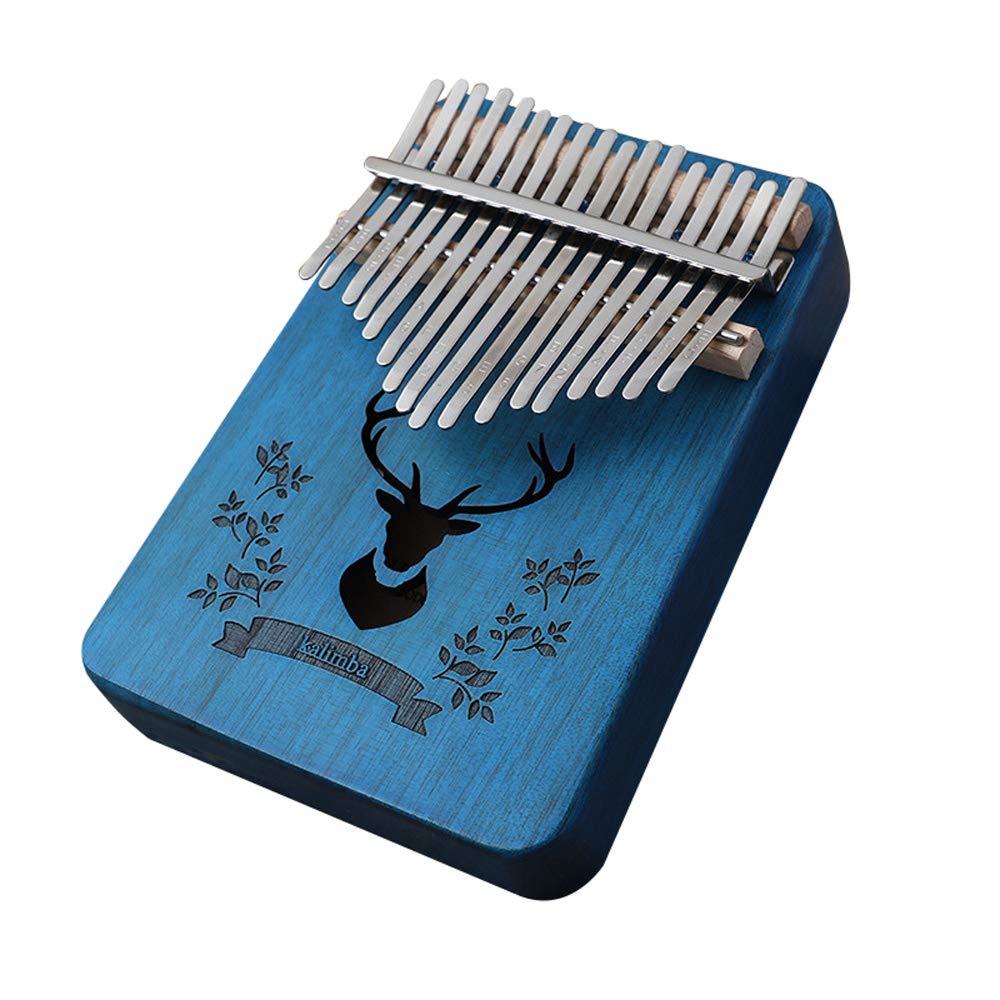 Kalimba Thumb Piano 17 Keys - Hovico Portable Easy Operation Piano with Engraved Notes, Handmade Mbira Finger Piano, Gift for Kids Adult Beginners (Blue) Blue
