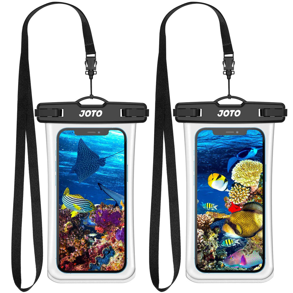 JOTO Waterproof Phone Pouchup to 7.0", Transparent Universal Cellphone Dry Bag Underwater Case for iPhone 13 Pro Max 12 11 XS XR 8 7 Plus, Galaxy S21 Ultra/A42/S10 Note10,Moto,Pixel -2 Pack, Black