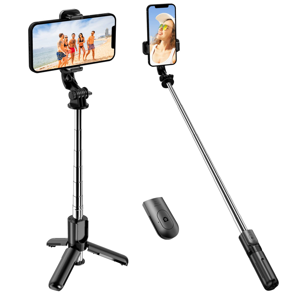 Portable Selfie Stick Tripod with Wireless Remote, 3 in 1 Extendable Selfie Stick Phone Holder for iPhone 13/12/12 Pro/12 Pro Max/11/11 Pro/X/XR/XS/8/7/6S,Android Samsung Smartphone No Light