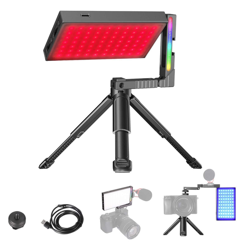 VIJIM R70 RGB Video Light,LED Camera Lights with Magic Arm,360° Full Color,20 Common Light Effects,Portable Photography Lighting with Tripod,2700-8500K 5000mAh Rechargeable LED Video Lamp Panel