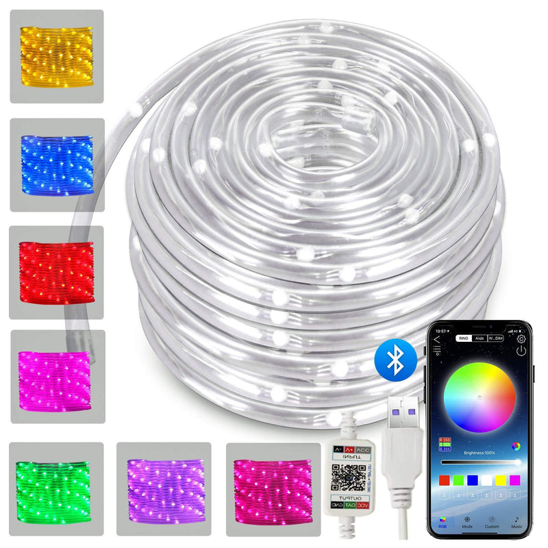 LED Rope Lights 33ft 100LED App Smart Color Changing Indoor Lights USB Multicolor Twinkle Tube Fairy Lights for Indoor Bedroom Wedding Christmas Party Waterproof Outdoor Decorations 33ft 100led-Multicolor