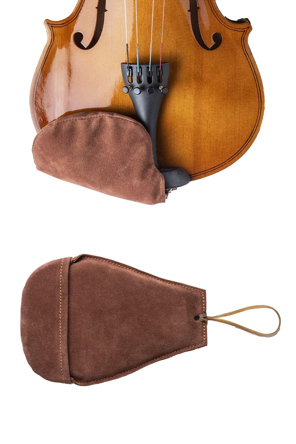 New West Suede Chin Rest Cover for Violin and Viola Musical Instruments, Brown, Thin Comfortable Chinrest and Soft Foam Lining for Beginners and Professionals, Reduces Rubbing and Irritation
