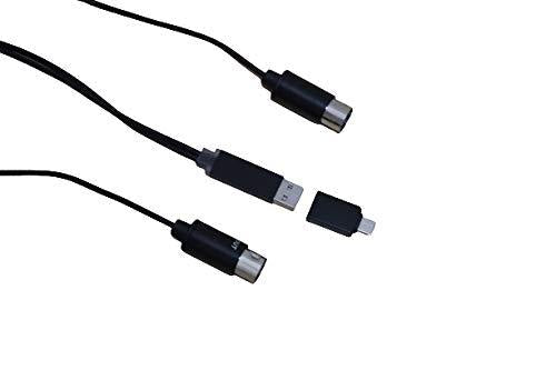 Keenface 5 Pin MIDI Cable with USB Type C Adapter, 6ft Type C to in-Out MIDI Cable for Music Keyboard Piano to PC Laptop, MIDI to USB C Interface Converter for Windows, Android, Mac OS