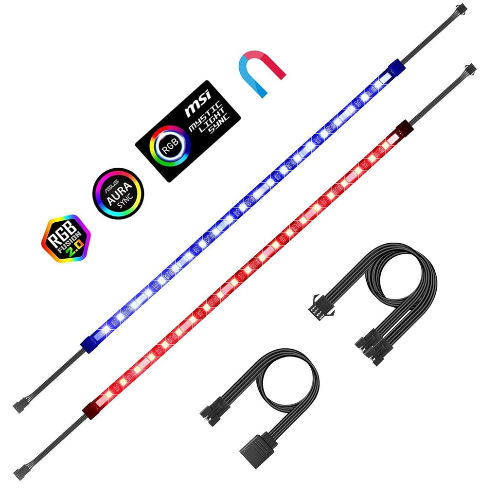 Aclorol RGB LED Strip Lights PC Magnetic LED Light Strip 2pcs 16in for PC Case M/B with 12V 4-pin RGB Headers Compatible with ASUS Aura Gigabyte Fusion MSI Mystic Motherboard 2PCS 42 LEDs