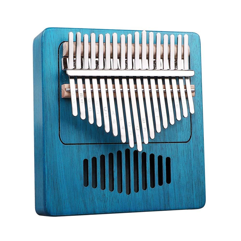 Kalimba 17 Keys Thumb Paino Made By Solid Sabilli with Study Instruction and Tune Hammer, Portable Mbira Sanza African Wood Finger Piano, Gift for KidGift for Kids Adult Beginners blue