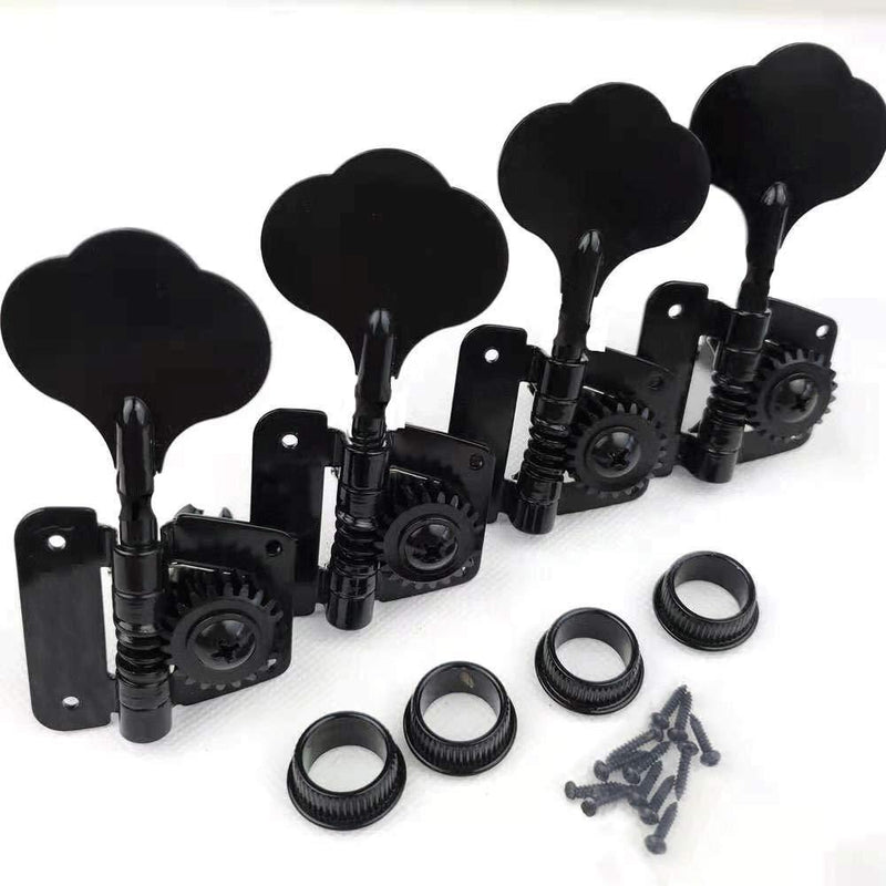 Vintage Open Gear Machine Heads Tuners Tuning Pegs 4 In Line Right Hand Guitar Parts replacement for P Bass J Bass Black 4PCS