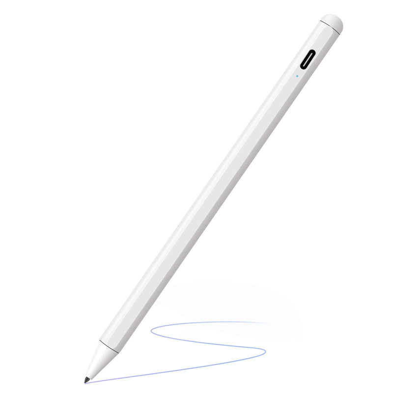 Stylus Pen for iPad,Active Stylus Compatible with Apple iPad (10.2-Inch) iPad Pro (11/12.9 Inch) iPad (6th Gen) Air (3rd Gen) Mini (5th Gen),High Precise Rechargeable White Digital Pencil (B)