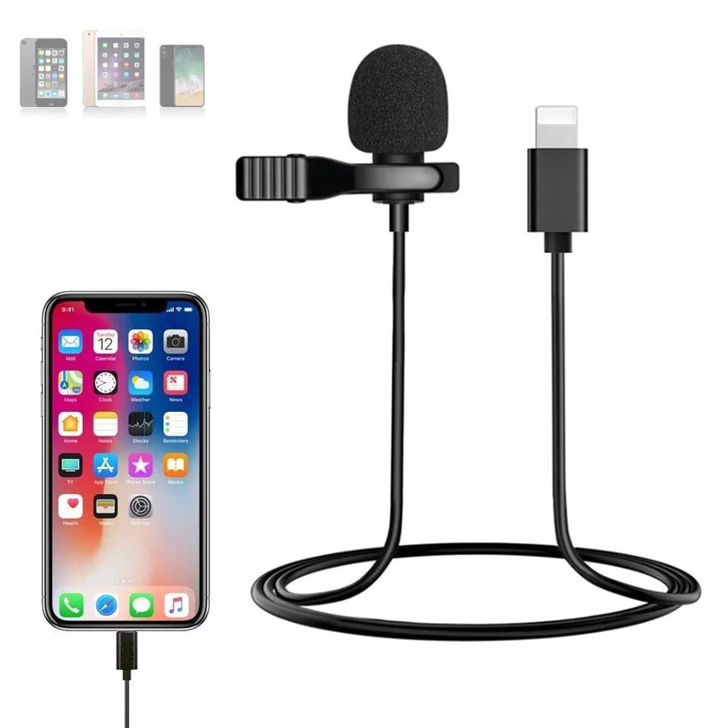 Professional Microphone Omnidirectional Condenser Lapel Mic, Recording Mic, Mini Microphone Audio Video Recording for Interview/Video Recording/Vlogging, Compatible with iPhone