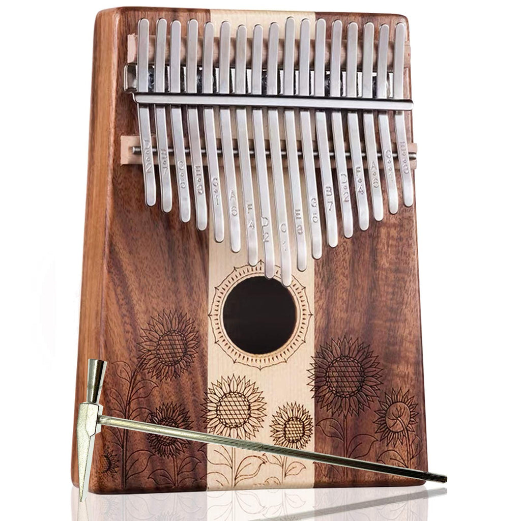 Hymnoun 17 Keys Kalimba Thumb Piano with Maple and Acacia,Portable Mbira Finger Piano Gifts for Kids and Adults Beginners(Sunflower)