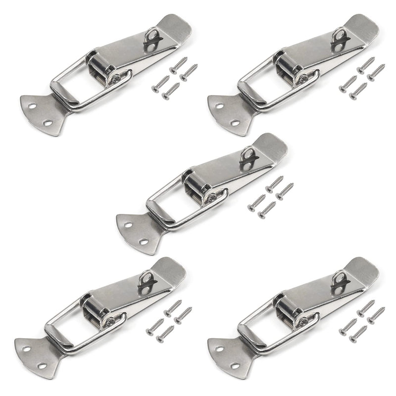 Yinpecly 10Pcs Iron Large Spring Loaded Toggle Latch Hasp Metal Hardware Fitting Spring Loaded Lock Catch Hasps for Case Box Trunk Catches, 3.43 inch Length with Lock Hole L 10pcs Iron