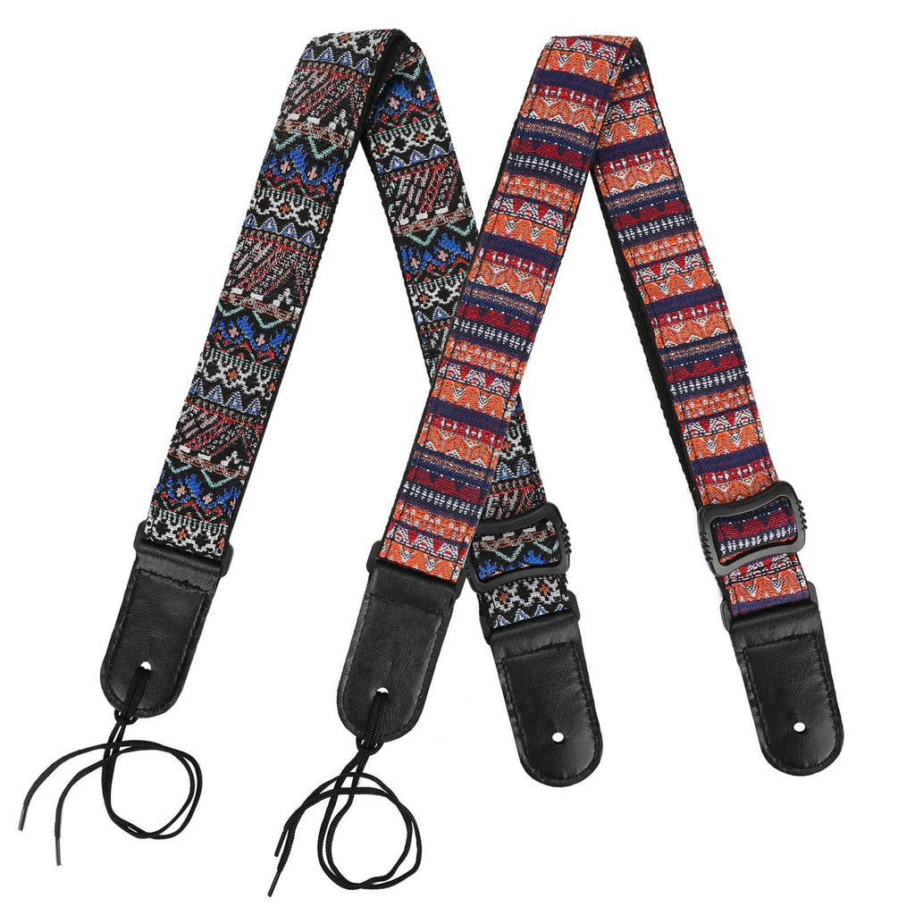 Laelr Ukulele Strap, 2 Pack Bohemian Style knitting Ukulele Belt, Adjustable Ukulele Shoulder Strap, Soft Non-slip Nylon Shoulder Strap With Strap Button Accessories for Most Size Ukulele