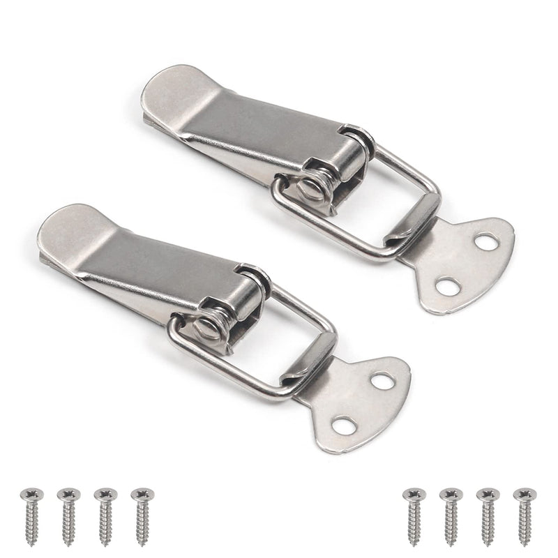 Yinpecly 2Pcs Iron Small Spring Loaded Toggle Latch Hasp Metal Hardware Fitting Spring Loaded Lock Catch Hasps for Case Box Trunk Catches, 2.2 inch Length