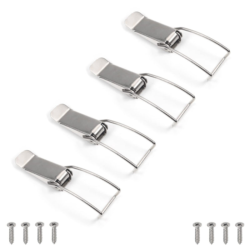 Yinpecly 4Pcs Large Iron Spring Loaded Toggle Latch Hasp Hardware Fitting Spring Loaded Locks Hasps for Case Box Trunk Catches, 4.72inch Length Silver Tone