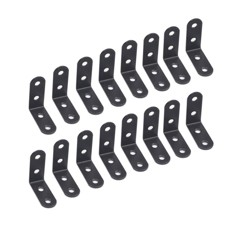 L Bracket Corner Braces Joint Right Angle Bracket Fastener Support Shelf Brace with Screws for Furniture Repair Chairs Wooden Shelves DIY Black 16 Sets Elimeta (1.6inch) 1.6inch