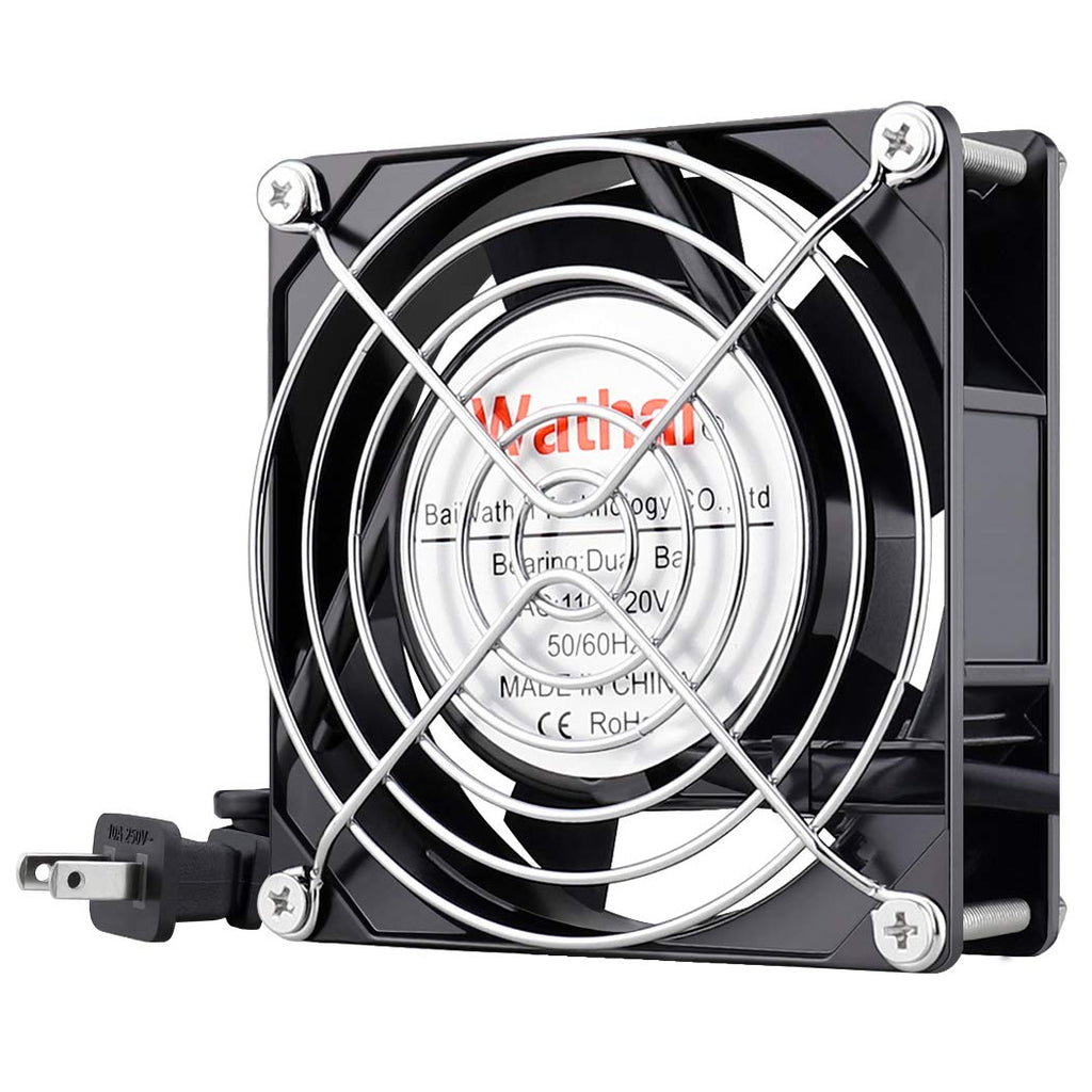 Wathai AC Power Axial Fan 110V 120V 92mm 90mm x 25mm Dual Ball Metal for DIY Ventilation Exhaust Projects Cooling 92x92x25mm