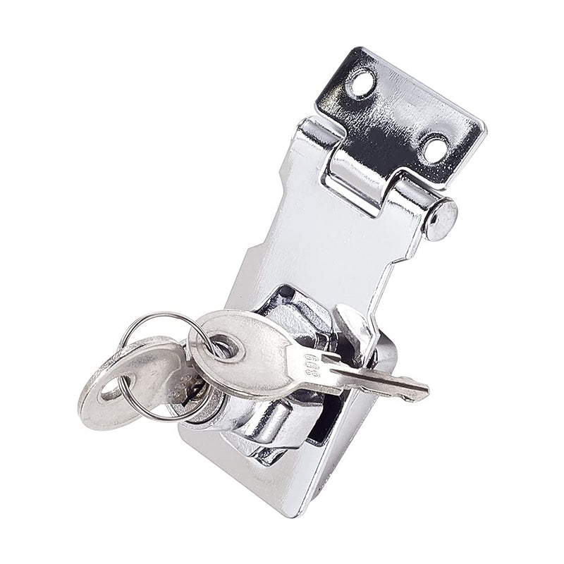 Yinpecly Keyed Hasp Lock 3.07" x 1.38" x 1.14" Twist Knob Keyed Locking Hasp Latch Lock Zinc Alloy for Doors Cabinets, Silver Tone 1Pcs 78x35x29mm 1pcs