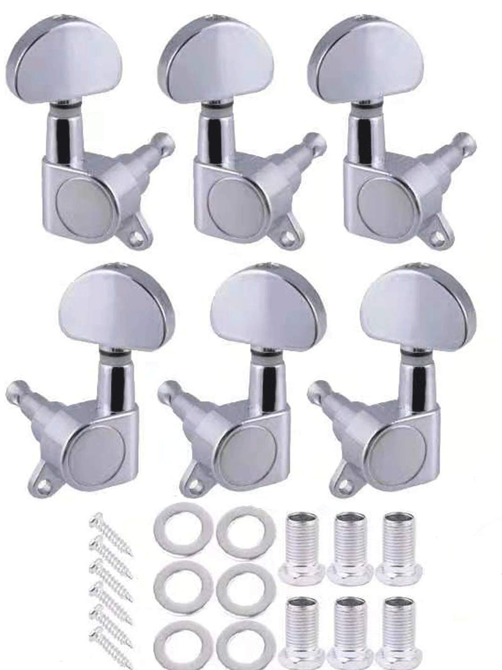 Sealed String Tuning Pegs Keys Machines Heads Tuners 3L 3R Electric Guitar Acoustic Guitar Parts Replacement Chrome(3L+3R). 2101-QTN06-3+3CR