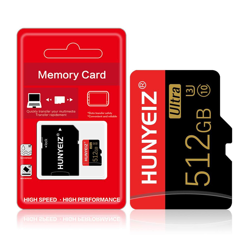 512GB Micro SD Card with Adapter Memory SD Cards for Camera Class 10 High Speed Memory Card for Dash Cam, Camcorder, Surveillance Drone Black&Golden 512GB