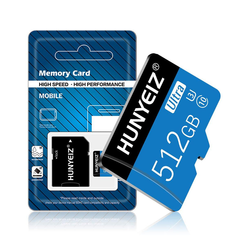 Micro SD Card 512GB Class 10 High Speed Flash Card Memory Card with SD Adapter Black&Blue 512GB