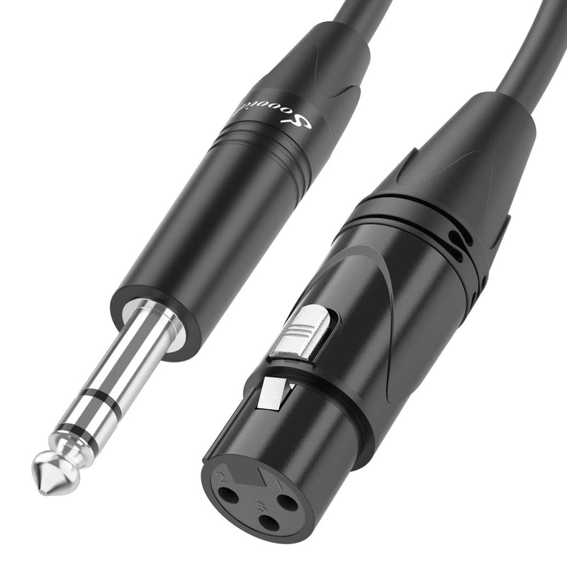 Sovvid Female XLR to 1/4 (6.35mm) TRS Jack Balanced Microphone Cable 3FT, TRS to XLR Female Cable Mic Cord for Dynamic Microphone