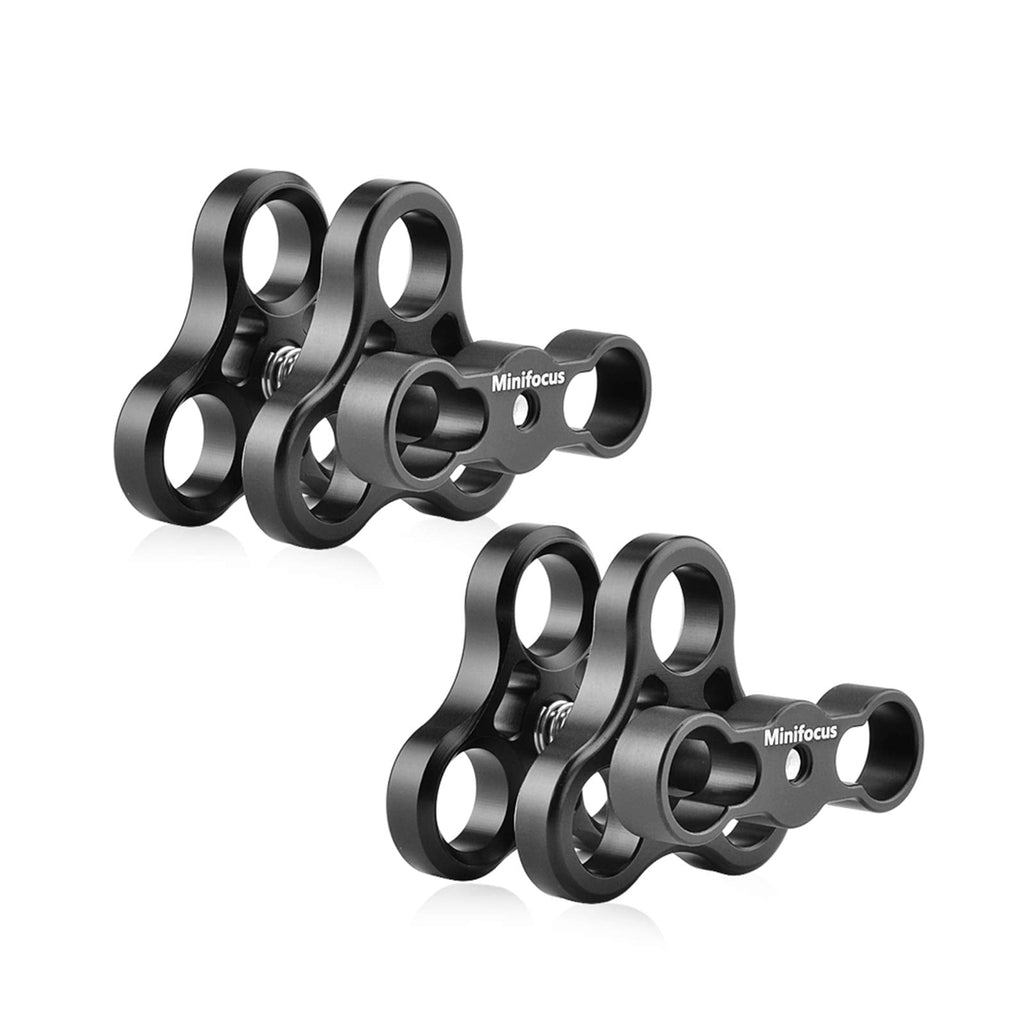 Triple Holes 1 inch Ball Clamp Mount x 2pcs, MINIFOCUS 1'' 3 Holes Clamp for Video Light Flash Light Arm System Underwater Diving Camera Arm Tray