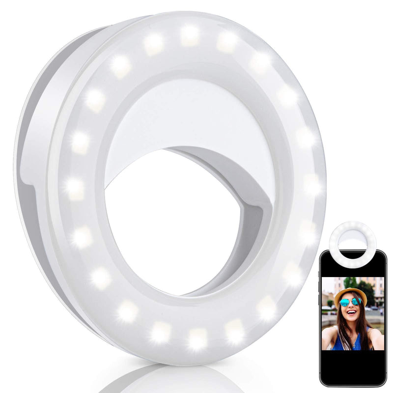 Selfie Ring Light for Laptop with 40 LEDs, Rechargeable Phone Ring Light with 3 Light Modes, Ring Light for Phone, Mini Circle Clip on Ring Light, Small Ring Light for Computer