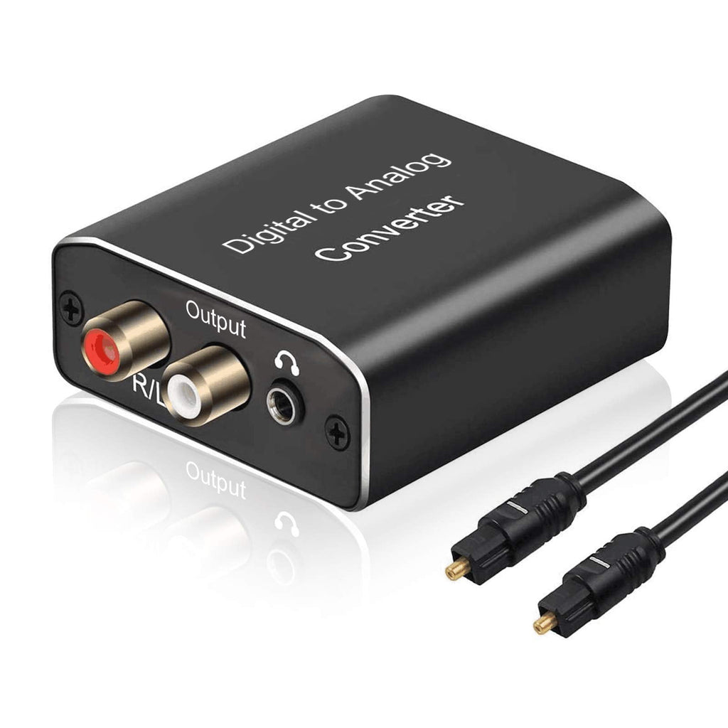 Digital to Analog Audio Converter, Hdiwousp 192 kHz DAC Digital Coaxial and Optical Toslink to Analog 3.5mm Jack and RCA (L/R) Stereo Audio Adapter with Optical Cable for HDTV Home Cinema, Aluminum
