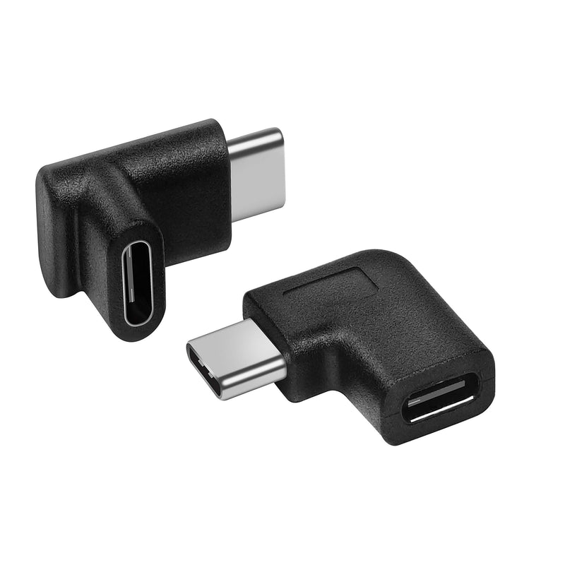90 Degree USB-C Type C Male to Female Adapter,Upward & Downward Angled, Right & Left Angled USB-C USB 3.1 Type-C Extension for Tablet Mobile Phone Laptop (2 Pack,Black)