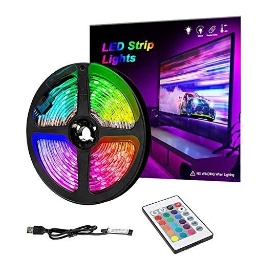 RGB LED Strip Lights IP65 Colored USB TV Backlight with Remote, 16 Color Changing 5050 LEDs Bias Lighting for HDTV, Multicolor for TV PC Background Lighting (1m) 1m
