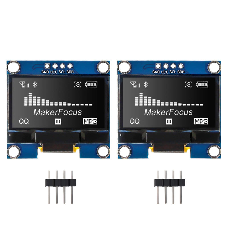 MakerFocus 2pcs OLED Display Module I2C 128X64 1.3 Inch Display Module SSD1106 White with Pins for Ar duino UNO R3 STM