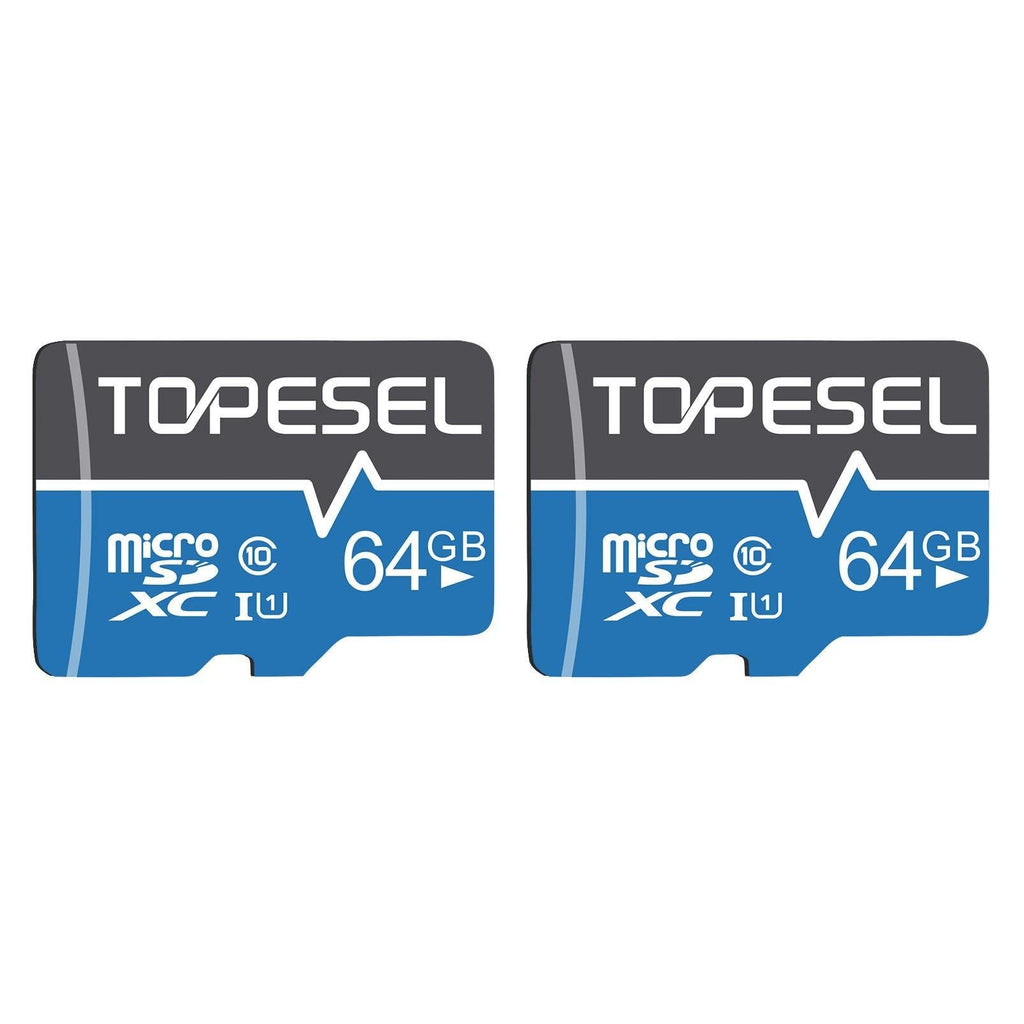 TOPESEL 64GB Micro SD Card SDXC 2 Pack Memory Cards UHS-I TF Card Class 10 for Cemera/Phone/Nintendo-Switch/Galaxy/Drone/Dash Cam/GOPRO/Tablet/PC/Computer(2 Pack U1 64GB) 2pack