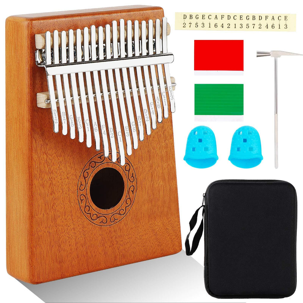 AerWo Kalimba Thumb Piano 17 keys, Portable Mbira Finger Piano with Piano Tuning Hammer and Study Instruction, Pocket Piano for Kids, Gift for Kids Adult Beginners Professional
