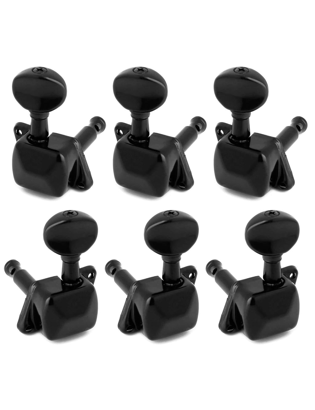 Holmer Guitar String Tuning Pegs Semiclosed Machine Heads Tuners Tuning Keys Oval Button 3 Left 3 Right for Acoustic Guitar or Electric Guitar Black.