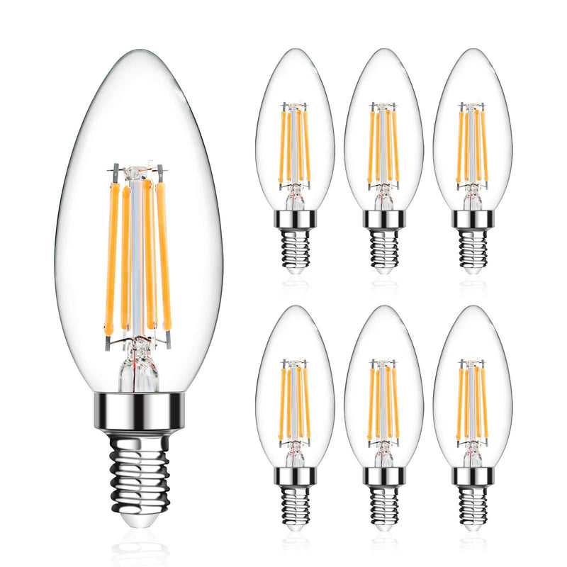LANGREE B11 E12 LED Candelabra Base Bulbs 60W Equivalent, 5W LED Candle Light Bulbs, LED Chandelier Light Bulbs, Non-Dimmable, 2700K Soft White, 550LM - Pack of 6