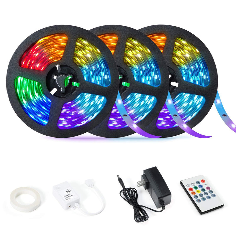 50ft LED Strip Lights for Bedroom, OxyLED Music Sync Color Changing LED Lights with 20-Key RF Remote and Control Box, 5050 RGB LED Lights for Party, Decor, Ceiling, Kitchen (3 X 16.4ft)