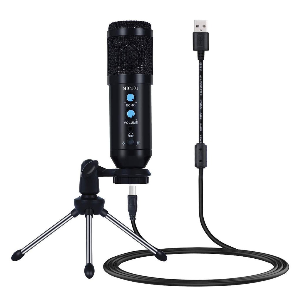 Condenser USB Microphone, Gaozhou PC Mics Studio Recording Microphones Kit with Tripod Stand, Plug& Play Computer Laptop Mic for Streaming, Broadcasting, Studio, Gaming, YouTube, Podcasting