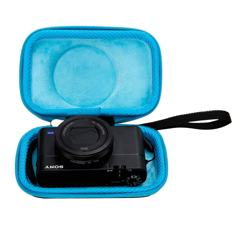 Carrying Storage Case for Sony RX100 II III IV V VA VI VII ZV-1 HX-99 / Canon PowerShot SX740 HS SX730 HS SX720 HS / G7X Mark II III Digital Camera(Case Only) (Black-Blue Inside) Black-Blue villus inside