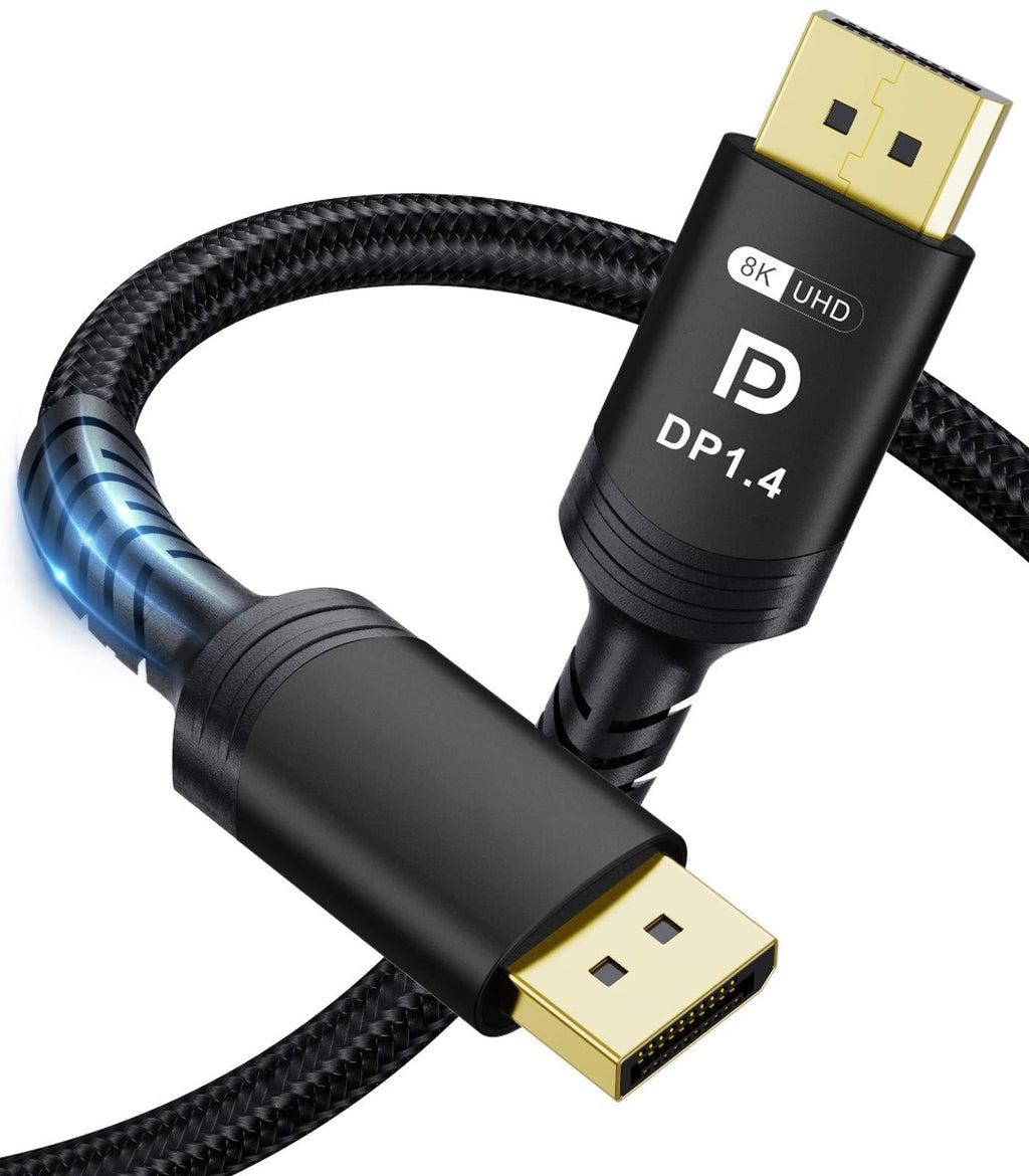 8K Displayport 1.4 Cable (DP to DP) 6.6FT/2M Etseinri DP Cable High Speed Braided Ultra HD 8K 60Hz/4K 144Hz/1080P 240Hz/32.4Gbps/3D/DSC/HBR3/HDR/HDCP 2.2 for Gaming Monitor PC Laptop TV 6.6 Feet