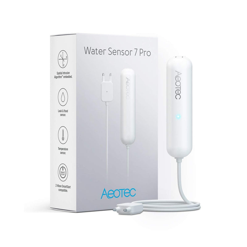Zwave Water Sensor: Aeotec Water Sensor 7 Pro, with Flood, Temperature, Humidity Sensor, SmartThings Sensor Compatible, Z-Wave Plus, S2, SmartStart, ZWave hub Required