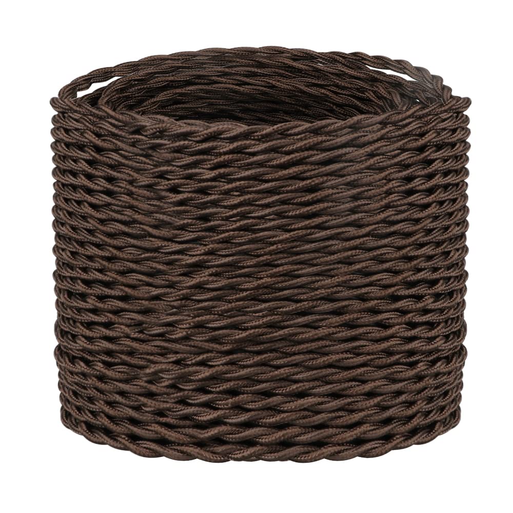 32.8ft Twisted Cloth Covered Wire, Brown 18/2 Cloth Covered Electrical Wire, 18 Wire Gauge 2-Conductor Fabric Covered Lamp Cord, Vintage Twisted Cloth Covered Wire, for DIY Projects (Brown)