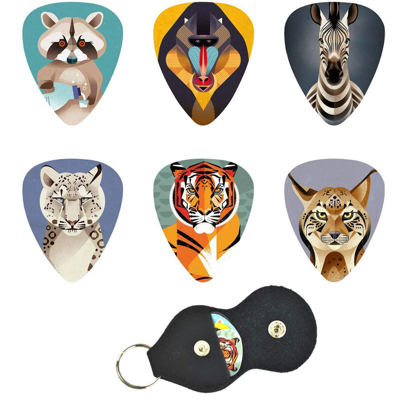 Chifisi Unique Guitar Picks Celluloid 12 Pack Picks Holder - suitable for bass, electric guitar, folk guitar and ukulele.Complete Gift Set For Guitarist Animal avatar