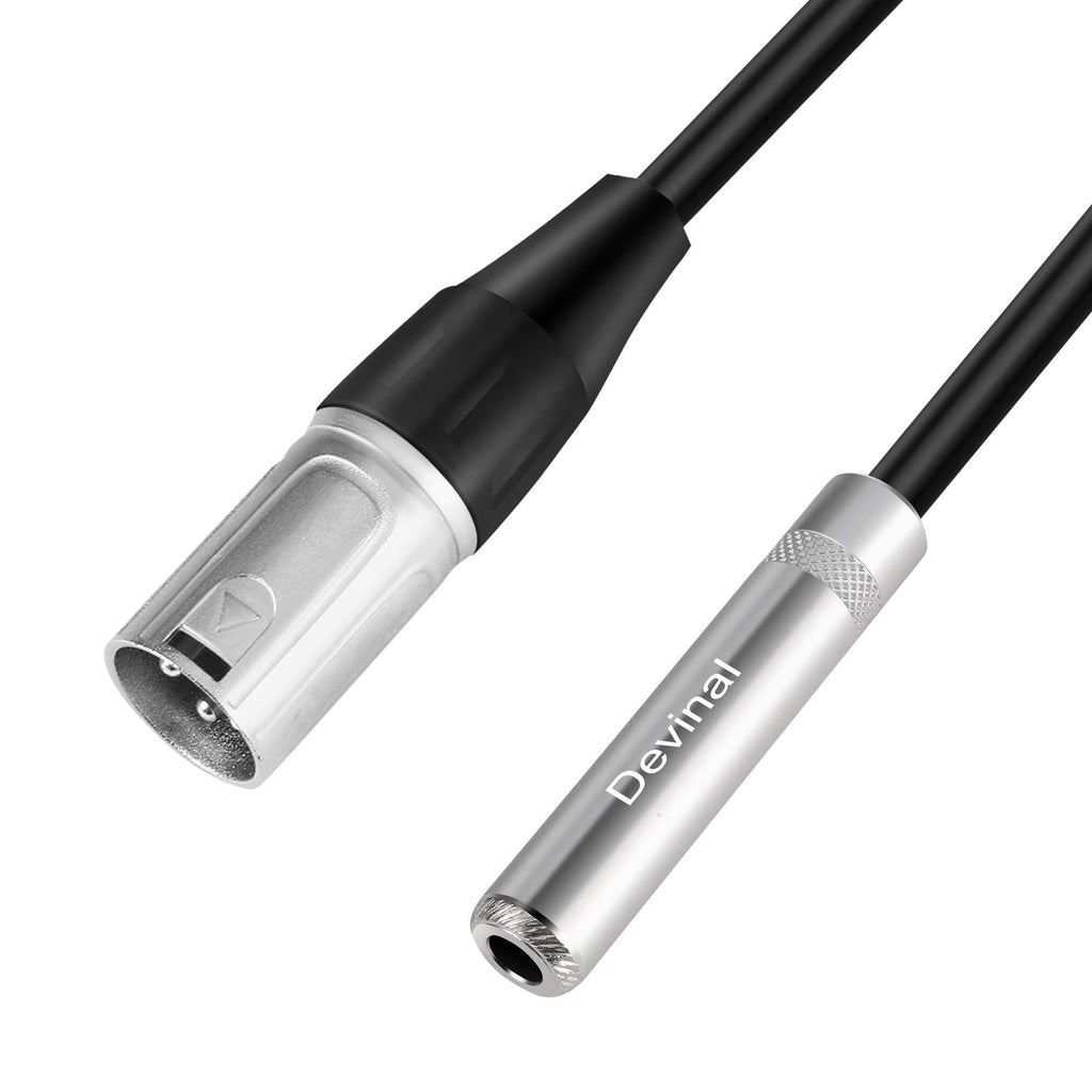 Devinal XLR Male to 1/4" Female calbe, 3 Pin Male to 6.35mm Socket Audio Cord, XLR Plug to TS/TRS Quarter inch Adapter Connector Converter Metal Construction 5FT 1.5m 1/4 to XLR Male Cable 5 FT