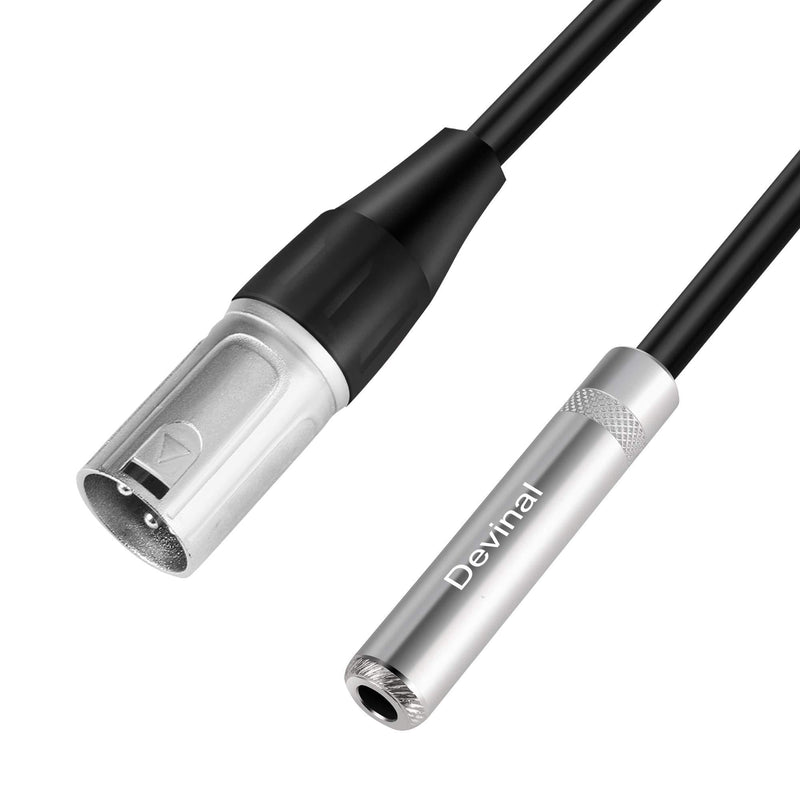 Devinal XLR Male to 1/4" Female calbe, 3 Pin Male to 6.35mm Socket Audio Cord, XLR Plug to TS/TRS Quarter inch Adapter Connector Converter Metal Construction 10 Foot 3m 1/4 to XLR Male Cable 10 FT