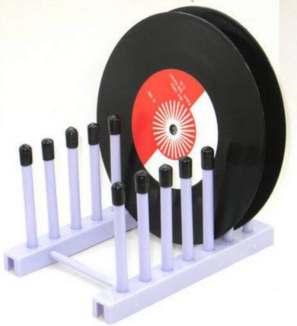 Desktop Vinyl Record Storage Holder, Vinyl Record Display Stand and Cleaning Device Drying Rack – Vinyl Plastic and Silicone top Rack Holds up to 6 Album Lp’s - for 12" and 7" Records - no Record