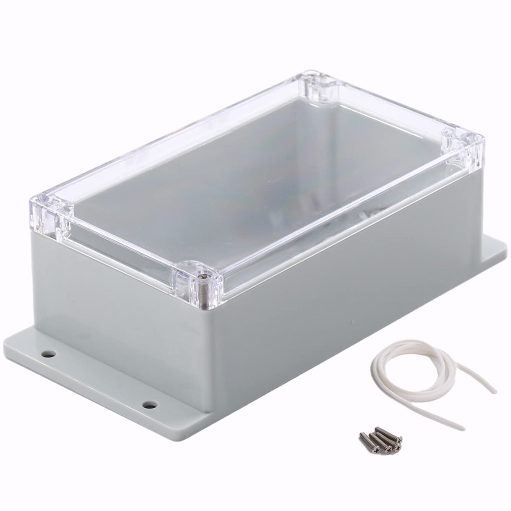 Heyiarbeit ABS Plastic Junction Box Dustproof Waterproof IP65 Electrical Enclosure Box Universal Project Enclosure Grey with PC Transparent Clear Cover 7.87" x 4.72" x 2.95" (200x120 x 75 mm)