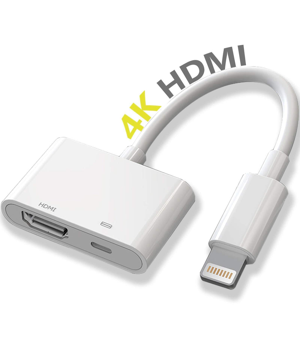 Apple Lightning to HDMI Digital AV Adapter, [Apple MFi Certified] 1080P Video & Audio Sync Screen Converter AV Adapter with Charging Port for iPhone HDMI Converter to HD TV/Projector/Monitor - White