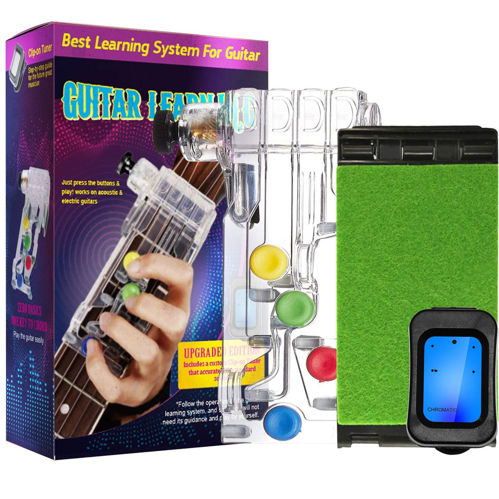 Guitar Beginner One-Key Chord Assisted Learning Tools Teaching Aid with Chromatic Tuner and Guitar String Cleaner for Adults & Children Trainer Beginners