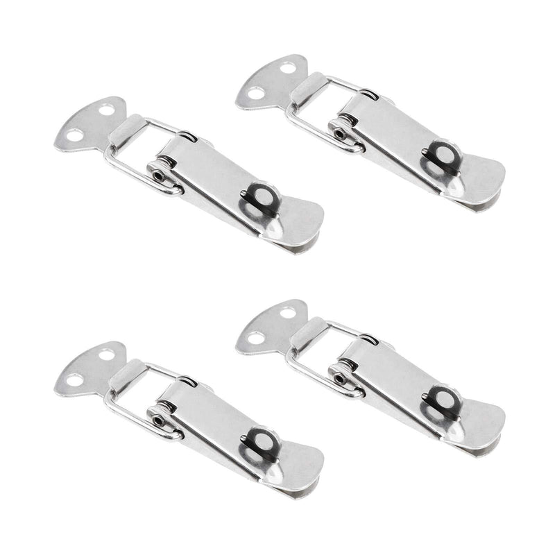 FarBoat Door Hasp Latch 4Pcs Hasp Toggle Latch Catch Clamp Clip Stinless Steel for Trunk Case Box with Mounting Screws Latch Door Hasp Latch Lock (Silver, 72x27mm/2.8x1.1inch) 72x27mm/2.8x1.1inch, 4Pcs with hole
